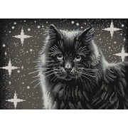 Канва/ткань с нанесенным рисунком Конёк "Черный кот"